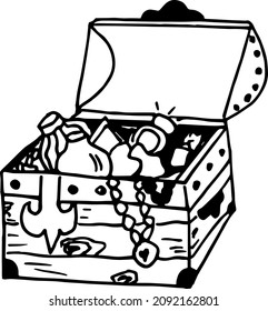 Hand drawn Treasure chest vector on a white background