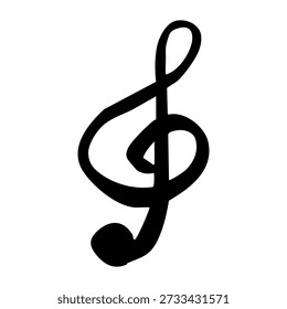 Hand Drawn Treble Clef Illustration, Simple Music Symbol for Sheet Music and Education