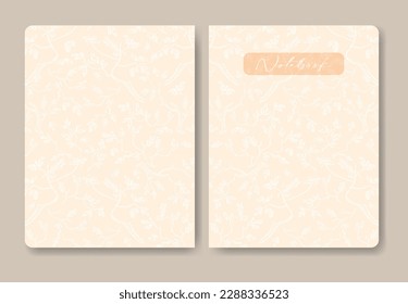 Hand drawn tree branch template for notebook. Beige branches on background.