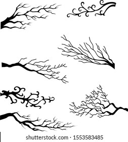 Hand drawn tree branches collection