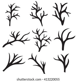 hand drawn tree branches, collection set elements, vector illustration, graphic design
