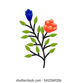 Handgezeichnete Baumzweige Blumenblätter Vektorillustration Illustration