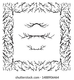 Hand drawn tree branches frame with design elements