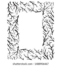 Hand drawn tree branches frame