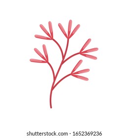 Hand drawn tree branches leaves Pink Vector Illustration