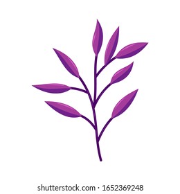 Hand drawn tree branches Purple leaves Vector Illustration