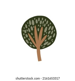 Hand Drawn Tree Clip Art Icon, Vector Eps 10 Forest Trees, Scandinavian Tree Clip Art, Tree Sticker, Children Wear Floral Print 