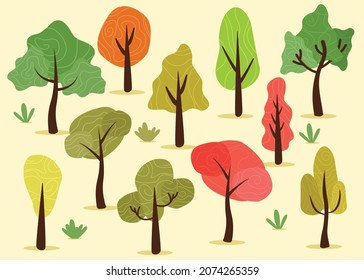 Hand drawn tree collection design