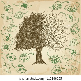 Hand drawn tree of contrasts