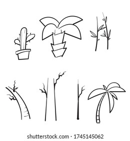Hand drawn tree doodle collection, isolated vector