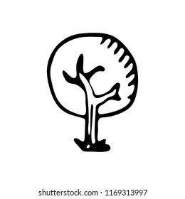 Hand drawn tree doodle. Sketch Back to school, icon. Decoration element. Isolated on white background. Vector illustration.