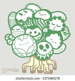 Hand drawn tree in doodle style. Vector illustration