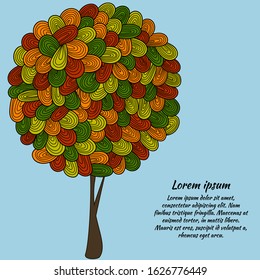 Hand drawn tree with doodle. Vector illustration