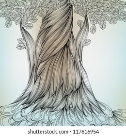 Hand Drawn Tree, EPS10 Vector background