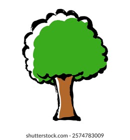 Hand drawn tree illustration with brush touch brush