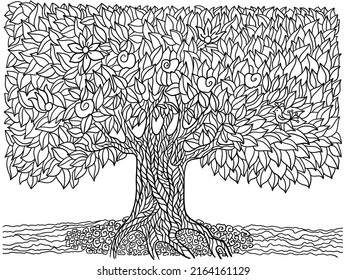 Hand drawn tree isolated illustration. Vector sketch symbol tree isolated on white background