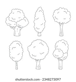 Hand drawn tree. Tree isolated on white background. Tree Sketch. vector illustration. Tree outline illustration. Trees line art drawing.