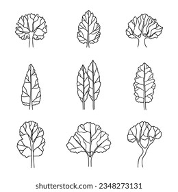 Árbol dibujado a mano. Árbol aislado sobre fondo blanco. Esbozo de árbol. ilustración vectorial. Ilustración de contorno de árbol. Dibujo artístico en línea de árboles.
