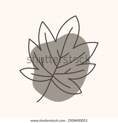 Hand drawn tree leaf. Autumn icon in line style. Symbolic objects of fall.