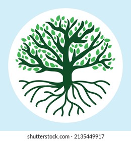 Hand drawn tree life with flower vector