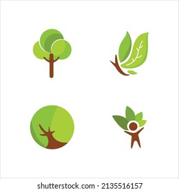Hand drawn tree logo collection set vector