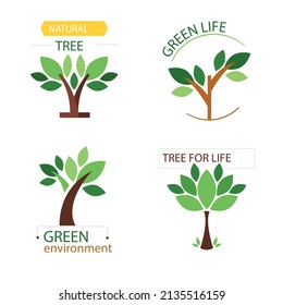 Hand drawn tree logo collection set vector