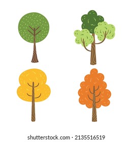 Hand drawn tree logo collection set vector