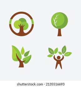 vector conjunto de colección de logotipos de árbol dibujado a mano