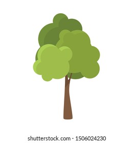 Hand drawn tree with lush green crown vector illustration