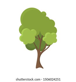 Hand drawn tree with lush green crown and brown trunk