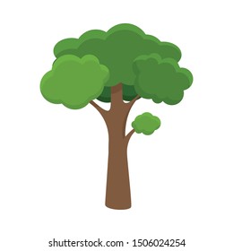 Hand drawn tree with lush green crown vector illustration