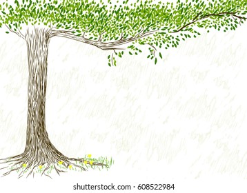 Hand drawn tree on white background.Vector isolated illustration. Earth day. World environment day.
