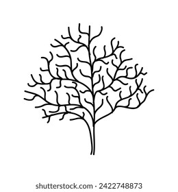 Hand Drawn Tree Outline, Tree Line Art Black and White Sketch Drawing, A hand drawn black and white sketch of a tree outline, showcasing simple yet elegant details of its branches and leaves.