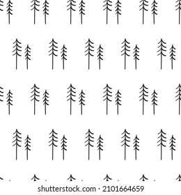 Hand drawn tree pattern. Vector illustration.