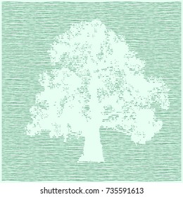Hand drawn tree silhouette. Abstract background. Engraved style vector illustration. Elements for your design works.