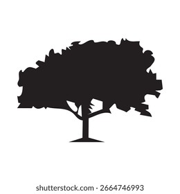 Silueta del árbol dibujado a mano sobre fondo blanco