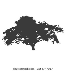Hand drawn tree silhouette on white background
