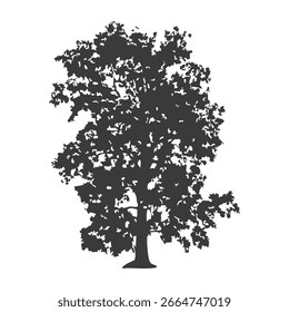 Silhueta de árvore desenhada à mão sobre fundo branco