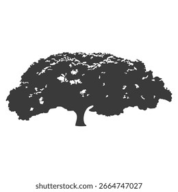 Silueta del árbol dibujado a mano sobre fondo blanco