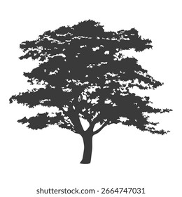 Hand drawn tree silhouette on white background