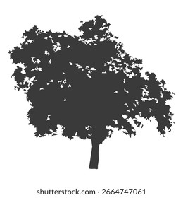 Silueta del árbol dibujado a mano sobre fondo blanco