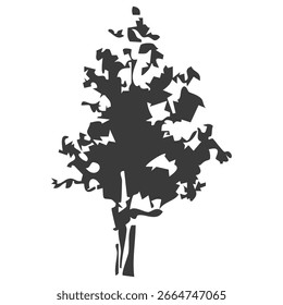Handgezeichnete Baumsilhouette auf weißem Hintergrund