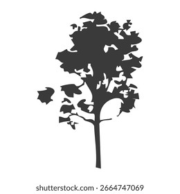 Hand drawn tree silhouette on white background