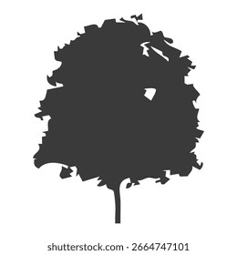 Hand drawn tree silhouette on white background