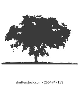 Silueta del árbol dibujado a mano sobre fondo blanco
