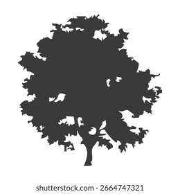 Hand drawn tree silhouette on white background