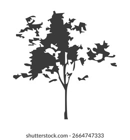 Handgezeichnete Baumsilhouette auf weißem Hintergrund