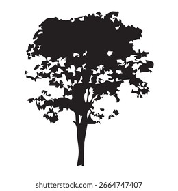 Silueta del árbol dibujado a mano sobre fondo blanco