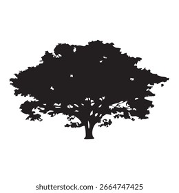 Hand drawn tree silhouette on white background