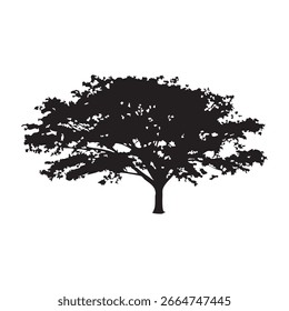 Silueta del árbol dibujado a mano sobre fondo blanco